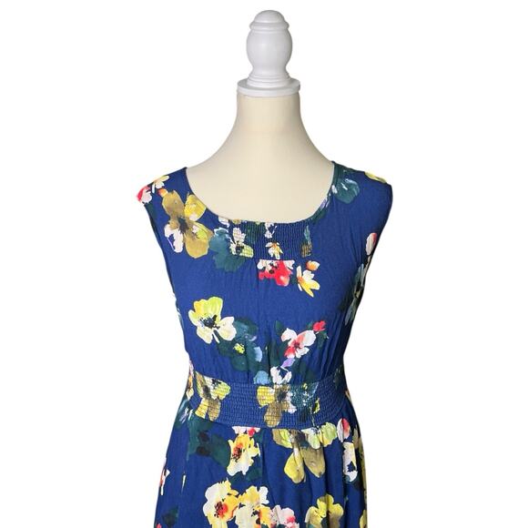 Maeve Anthropologie Designer Navy Blue Floral Dress Summer Elastic Waist US XS - Picture 5 of 11
